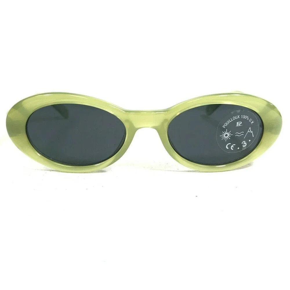 Vaurnet Kids Sunglasses POUILLOUX B600 Clear Green Round Frames with Blue Lenses